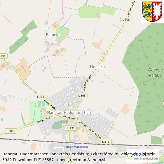 Hanerau-Hademarschen Landkreis Rendsburg-Eckernförde Lageplan © Openstreetmap Contributors Hanerau-Hademarschen Landstadt Lageplan